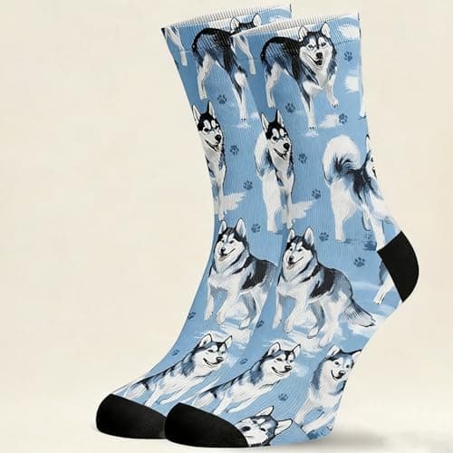 Stylish Unisex Printed Over The Knee For Casual Everyday Wear Fashion Crew Length Stockings With Patterns (Sky Blue One Size) — view 2