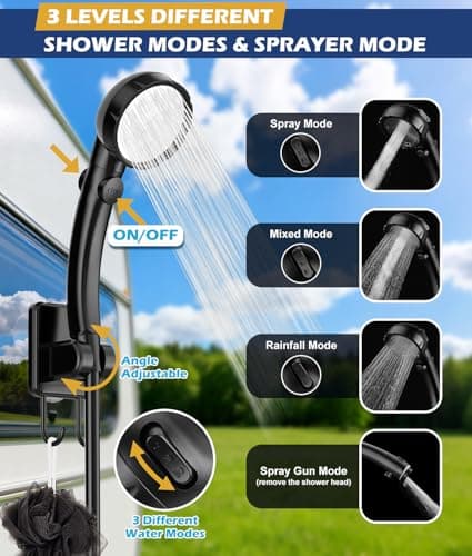 WADEO Portable Camping Shower, Hot Water, 20L Bucket, 7 Days Runtime — view 4
