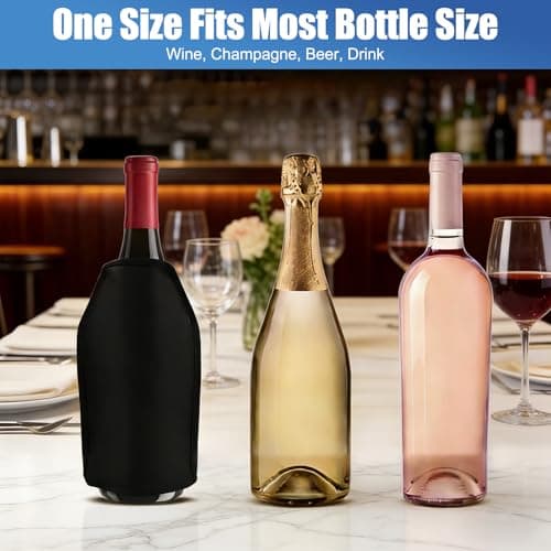 2Pack Wine Cooler Sleeves - Professional Insulated Beer & Champagne Freezer Sleeves, Black Thermal Bottle Cooling Bag Long Lasting Cold Retention Portable Design for Bevers Travel Parties,15.5 x 23 cm — view 3