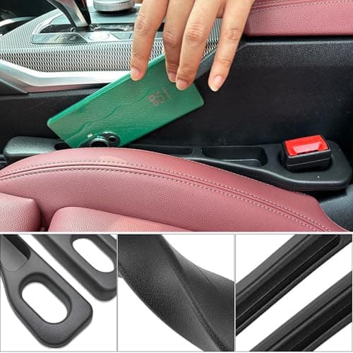 2PCS Vehicle Mounted Gap, Universal Car Seat Gap Filler Organizer - Leak-Proof Storage Box for Car SUV Truck - Car Seat Gap Filler Organiser Premium PU Leather with Multi-Compartment Design (Beige) — view 3