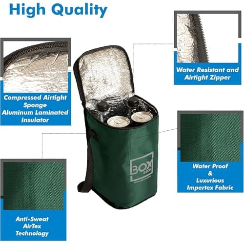 Camp&Fire 6 Litre Small Cooler Bag. Insulated Thermal Bag with Shoulder Strap. Keep Warm & Cold, Leakproof, Lightweight Can Bottle Cooler. Perfect for Camping, Picnic, Beach, Travel. (Green) — view 2