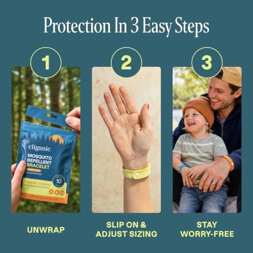 Cliganic Mosquito Repellent Microfiber Bracelets (10 Count) - for Adults and Kids, DEET Free Wristbands — view 3