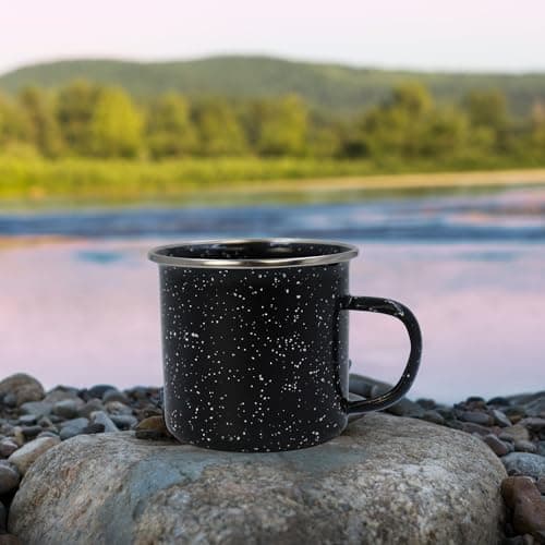 Navoys 2 Enamel Camping Mug - Black, Heat Resistant, Ideal Accessory for Camping, Picnic, Hiking, Fishing (2 Mugs) — view 5