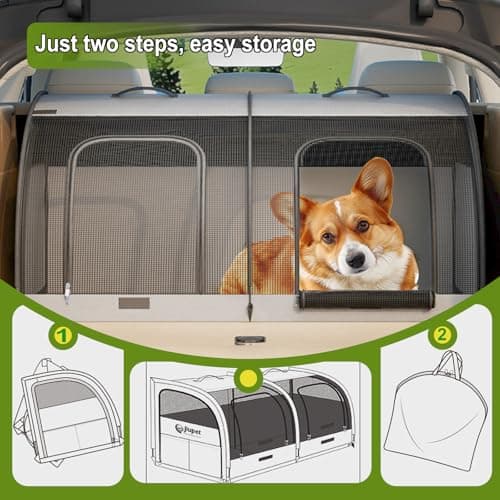Foldable Pet Car Carrier Bag, Double Car Pet Seat for 2 Cats or Medium Animals, Portable Dog Travel Bag with Breathable Mesh Fabric, Collapsible Dog Car Crate with 4 Side-opening Door, 100X50X50 — view 5