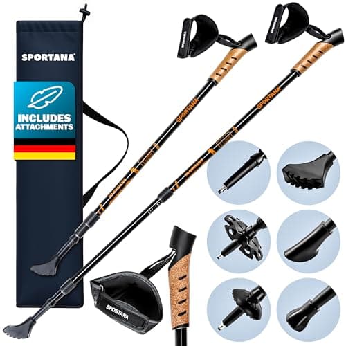 SPORTANA® Telescopic Walking Pole, Trekking Pole & Hiking Stick, Orange — view 2