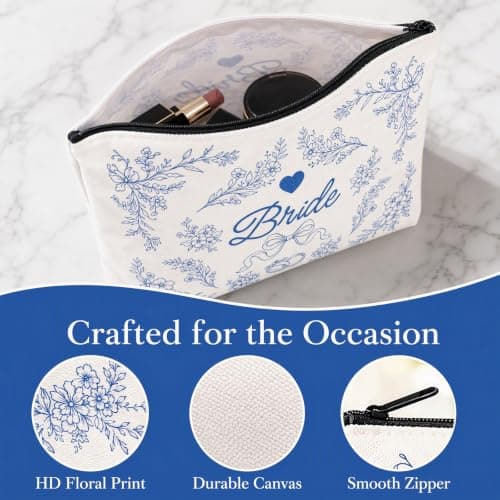 Bride Makeup Bag, Bride Gifts, Large Capacity Cosmetic Bag — view 3