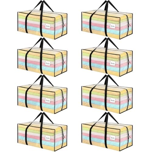 Dntorx 8 Pack 90L Moving Bags with L Zip, Clear Waterproof Storage Totes