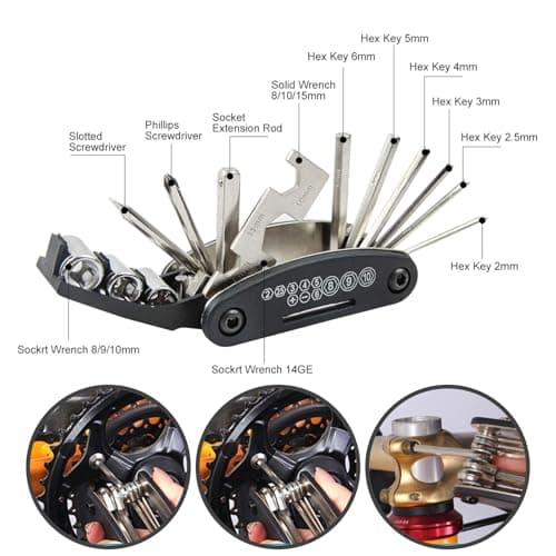16-in-1 Bike Tool Kit, Portable Bycle Puncture Repair Kit, Multifunction Repair Tools for Road & Mountain Bicycles — view 6