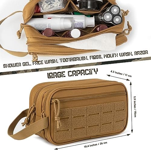 QT&QY Tactical Toiletry Bag for Men Hygiene Bag EDC Military Tool Molle Pouches Small Dopp Kit Mens Shaving Kit Travel Shower Bags with UK Patch — view 2