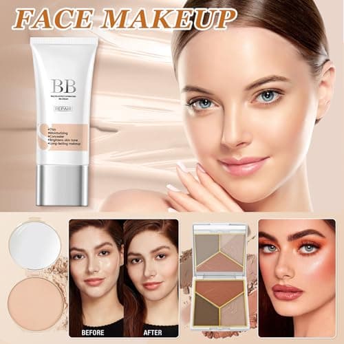 Makeup Set for Women, All in one Makeup Starter Kit with Storage Bag & Gift Box, Travel Full Make Up Set for Teenage Girls with BB Cream Eyebrow Pencil Eyeliner Mascara Eyeshadow Palette Lip Gloss — view 5