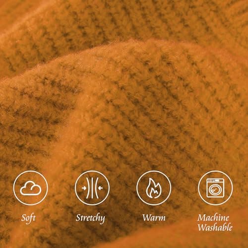 ACUSHLA Women's Hooded Scarf, 2-in-1 Knitted Hat Scarf Neck Warmer, ORANGE — view 5