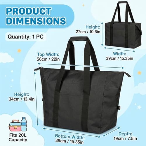 Medium Cooler Bag, Foldable Insulated Cool Bag with 20 Litre Capacity, Versatile Storage for Picnics and Outdoor Activities, Compact Design for Easy Transport and Space Saving — view 2