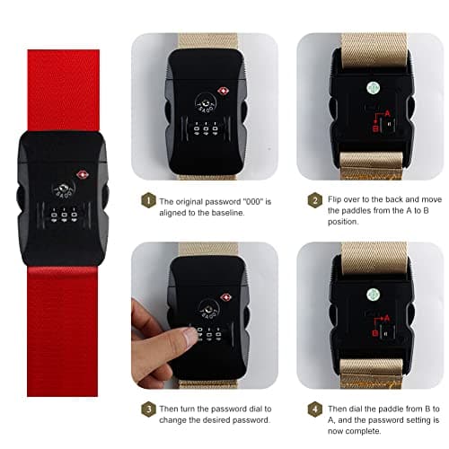 Veki Cross Luggage Straps Set TSA Approved with Lock, Red, 1pc — view 4