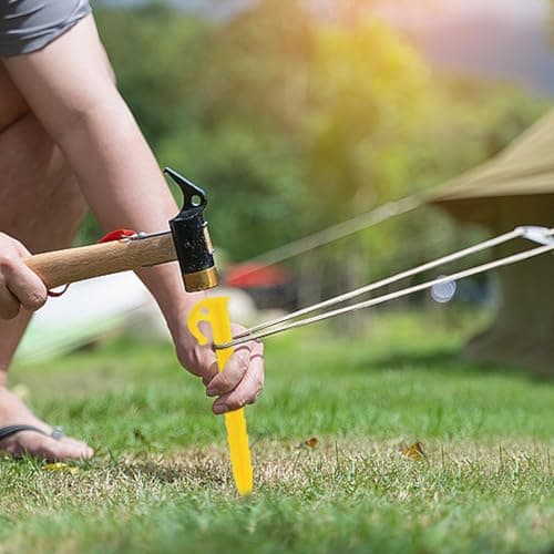 SYEYCW 20 Pcs Plastic Tent Pegs, Heavy Duty Awning Pegs, Durable Tent Pegs, Yellow Camping Spike Hook, Reusable Canopy Stakes, Pegs Accessory, Tent Nails for Fixing Tent, Tarps, Garden Weed Mat — view 3