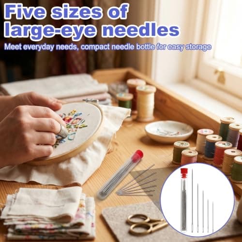 37PCS Stainless Steel Sewing Kit, Needle and Thread Kit for Easy Threading, Big Eye Sewing Needles for Mending Clothes, Home Repairs, DIY Crafts, Embroidery and Beginners Daily Use — view 5