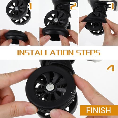 8pcs Suitcase Wheels Replacement, Ymapinc Suitcase Wheel Protectors, Wear-Resistant Anti-Noise Luggage Wheel Covers, Silicone Spinner Wheels Protectors for 2-2.4", Essential Travel Accessories (Black) — view 5