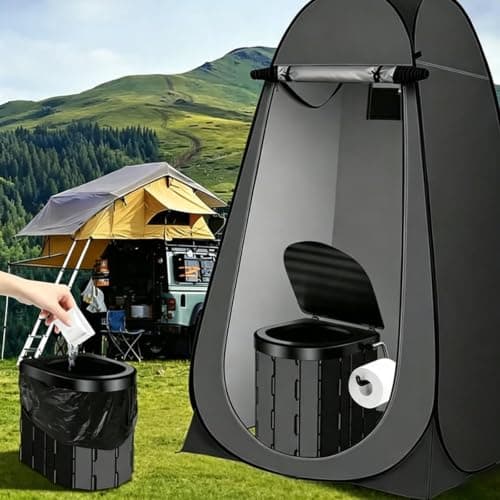 LN COZY CORNER Collapsible Portable Toilet with Tent - Extra Tall Foldable Camping Toilet for Adults with Carry Bag, Travel Toilet for Car Emergencies, Hiking & Outdoor Adventures — view 2