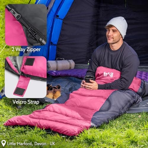 Trail Alpine 400 Sleeping Bag with Hood, 4 Season, Single Adult, Pink — view 5