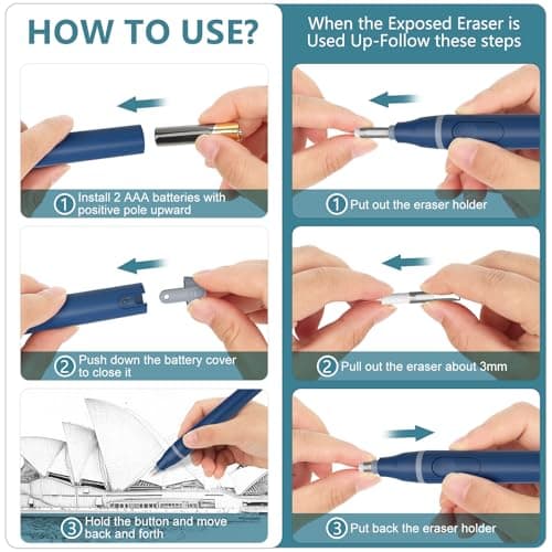 Foyucool Electric Eraser for Artists, 220pcs Refills & 2.3/5mm Sizes — view 6