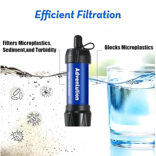 Water Filter Straw 5-Pack 0.01 Micron Personal Survival Filtration for Camping Hiking Backpacking Travel Emergency, Ideal for Groups, with Pouch Straw & Plunger, Fits UK Bottles by Advenlution — view 2