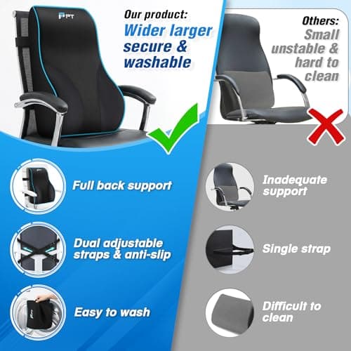 POOTACK Lumbar Support Cushion, Memory Foam Back Support Cushion — view 5