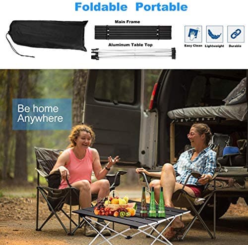 Ledeak Portable Camping Table, Lightweight Folding Table with Aluminum Table Top and Carry Bag, Easy to Carry, Perfect for Outdoor, Picnic, Cooking, Beach, Hiking, Fishing (Black, Small) — view 4