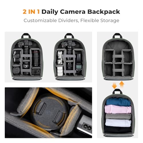 K&F CONCEPT Camera Backpacks for Photographers Travel Bag for Tripod Camera Lence Accessory with Laptop Compartment and Rain Cover (Green-pu) — view 4