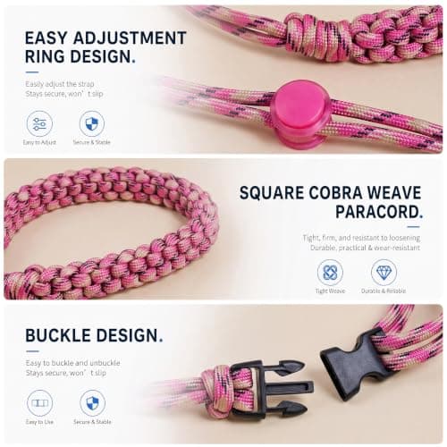 Hnycsir Braided Cup Carrier Strap, Adjustable Water Bottle Takeaway Coffee Cup Handle with Quick-Release Buckle,Portable Woven Drink Holder for 8–36 oz Bottles,Commuting,Walking,Camping (Pink Mix) — view 2