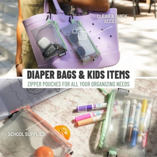 GOBAGS Air Production Multi‑Size Clear Zipper Pouch (4‑Pack) – Cable Organizer & Travel Gear Bag for Electronics, Camera Accessories, Tool Pouch & Small Tech Storage (Mint Green) — view 3