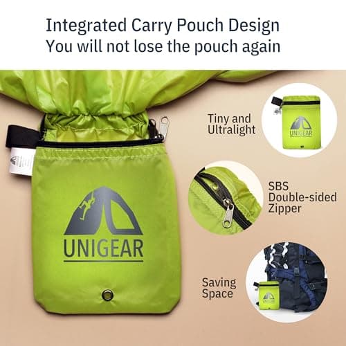 Unigear Rainproof Backpack Cover, 10-90L Waterproof Dustproof Durable Abrasion Resistant Protective Cover for Camping, Hiking, Travel, Cycling (Green, M) — view 5