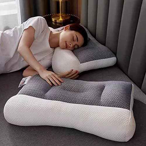 Proease Pillow for Sleep Apnea, Proeases Orthopedic Deep Sleeps Pillows, Ergonomic Pillow for Neck and Shoulder, Proeases Pillows for Side, Back, Stomach Sleepers (Grey)