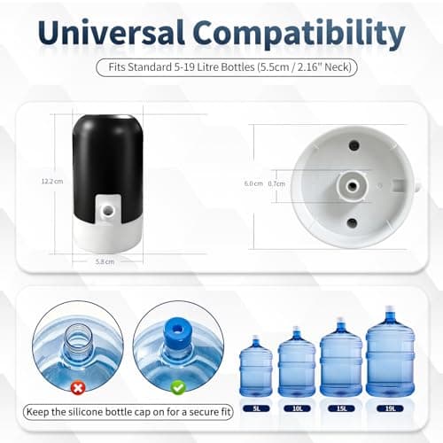 KaiPine Water Bottle Pump, USB Rechargeable, Fits 2-5 Gallon Bottles — view 5