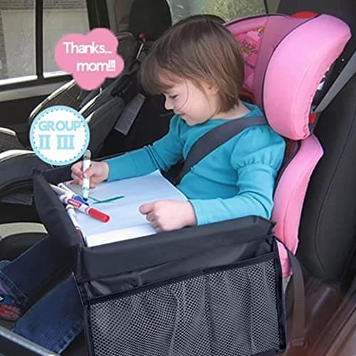 Carseat Tray for Kids, Car Seat Travel Tray for Toddler, Kids Travel Tray, Waterproof Car Seat Organizer Kids Travel Tray Bag - Carseat Food & Snack Lap Tray, Dining Table Storage Holdee — view 3