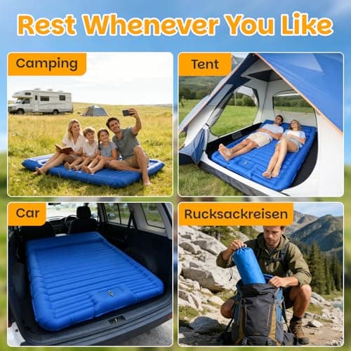 Camping Mat Double 14Cm Extra Thick & Wide Camping Mattress with Built-In Foot Pump & Pillow, Durable Compact Waterproof Inflatable Sleeping Pad for Camping, Backpacking, Hiking, Tent Trap Traveling — view 6