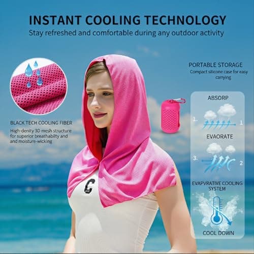 2 Pack Cooling Hoodie Towel Set, Ice Silk Cooling Towel for Outdoor Sports — view 5