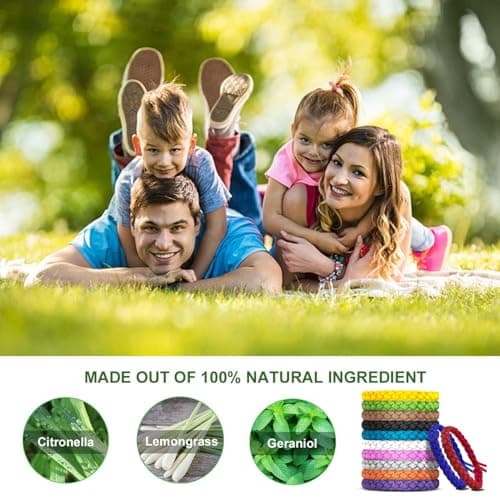 Mosquito Repellent Bracelet 12 Pack, Adjustable Leather Deet-Free Natural Insect Mosquito Bands for Kids Adult Outdoor Camping Fishing Traveling — view 2