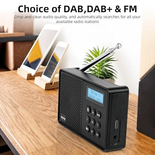 DAB Radio Portable, WOVTE DAB+ Digital Radio Rechargeable FM Radio — view 2