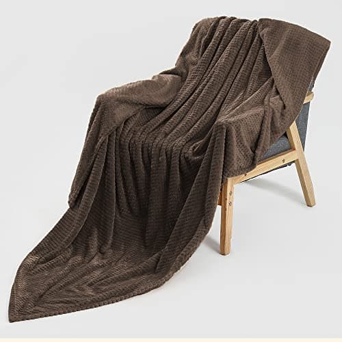 Bear & Panda Waffle Flannel Fleece Mink Throw - Sofa/Bedspread/travel Blankets – Honeycomb Super Soft, light-weighted, Warm, Cosy Large Size Single, Double, King - Chocolate King (200x240cm) — view 3