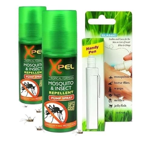 Mosquito & Insect Repellent Spray (2 Pack) + After Bite Pen – Tropical Formula for Bite & Sting Relief, Fast-Acting, Anti-Itch, Soothing, Cooling, 3-Pack Bundle - Exclusive AG Total Health Bundle