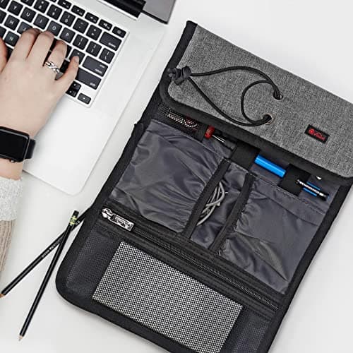 Vinsani Roll Up Accessories Universal Travel Organiser Easy Carry Portable Foldable Make Up Cable Charger Earphones USB SD Card Electronics Essentials Carrying Case – Grey — view 2