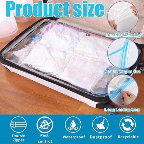 Vacuum Bags for Travel – 10PCS Hand-Roll Compression Storage Bags, 40x60cm, Durable and Reusable, Space-Saving, No Pump Required, Ideal for Clothes, Blankets, and Travel Storage — view 3