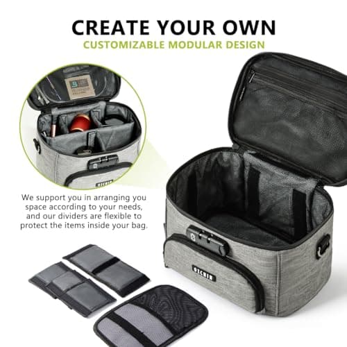 OZCHIN Smell Proof Bag with Combination Lock, Odor Proof Bag Durable Carbon Lining Smoking Tobacco Cases Odorless Organizer Medicine Bags Lockable Box, Christmas Xmas Gifts for Men Women - Grey — view 3