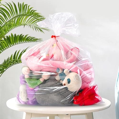 Rainmae 10 Pack 32x48 inches Large Clear Plastic Bag Giant Storage Bags Dustproof,Moistureproof for Luggage,Suitcase, Furniture,Comforter,Chair, Kids Bike,Plush Toys and More (80x120 cm,Flat) — view 6
