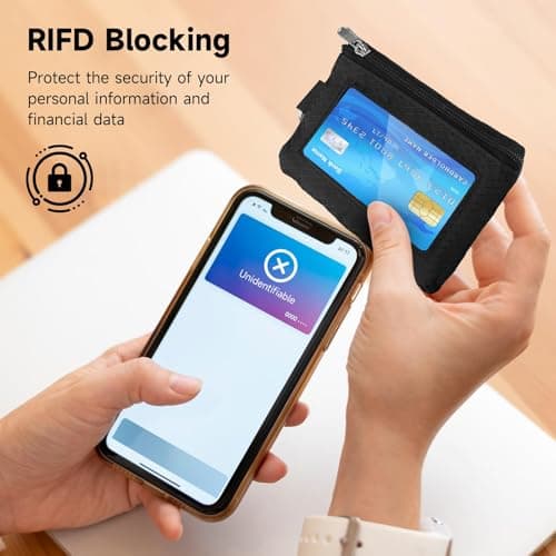 Slim Waterproof Wallet with ID Window RFID Blocking Card Zipper Case Holder — view 2