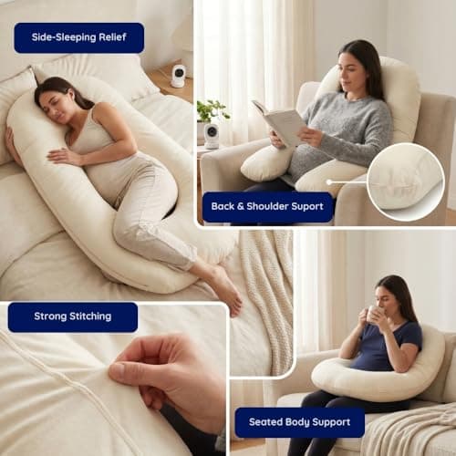Lancashire Textiles Pregnancy Pillow Case 150x35cm, U Shaped Sky Blue Cover — view 5