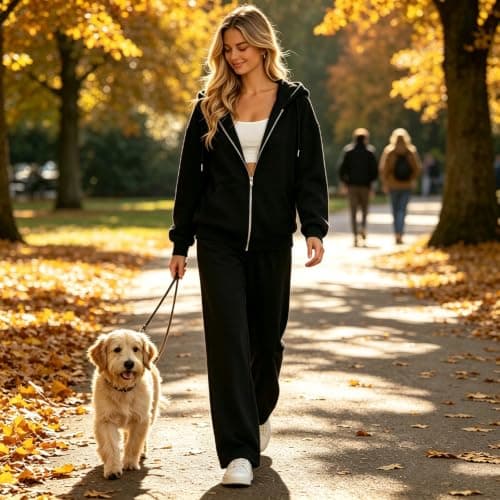 Track Suits for Women Set Cotton xxl xl 3xl xs Yellow Pink Full Zip Hoodie Tracksuit 2 Piece Outfit Long Sleeve Hooded Sweatshirt Jogger Pants Athletic Loungewear Set Birthday Gifts for Tennis Walking — view 5