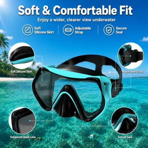 Adult Snorkelling Set with Dry Top Snorkel, Anti-Fog Tempered Glass Mask — view 3