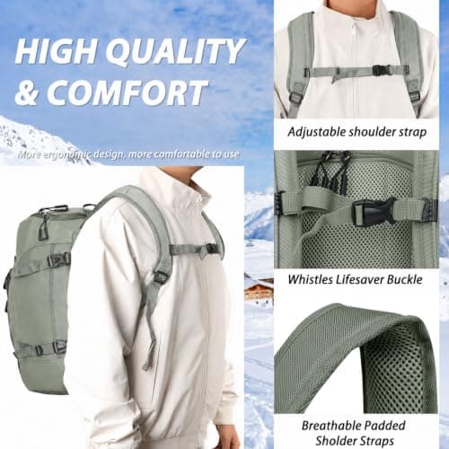Goloni 50L Ski Backpack, Water‑Resistant Ski Boot Bag,Olive — view 6