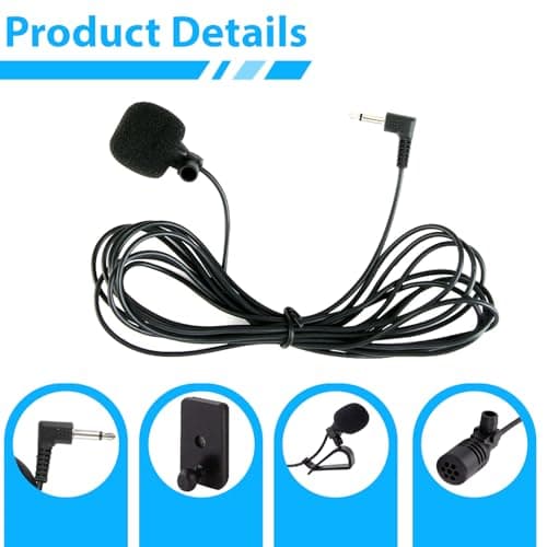 Bamyli 3.5mm Car Microphone – Noise Cancelling Small Microphone with 3M Cable & Clip, Plug and Play External Mic for Kenwood Sony JVC Alpine Vehicle Stereo GPS Radio — view 3