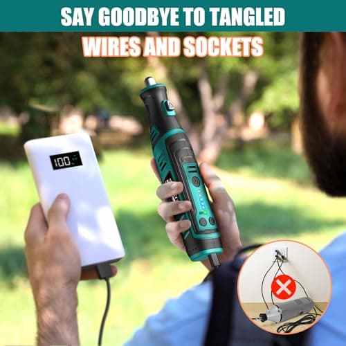 NEU MASTER 8V Cordless Rotary Multi Tool Kit, 5-Speed Mini Rotary Tool with 117 Accessories, Type-C, 30000RPM, Electric Rotary for DIY Crafts, Engraving, Sanding, Polishing & Pet Nail Grooming — view 4